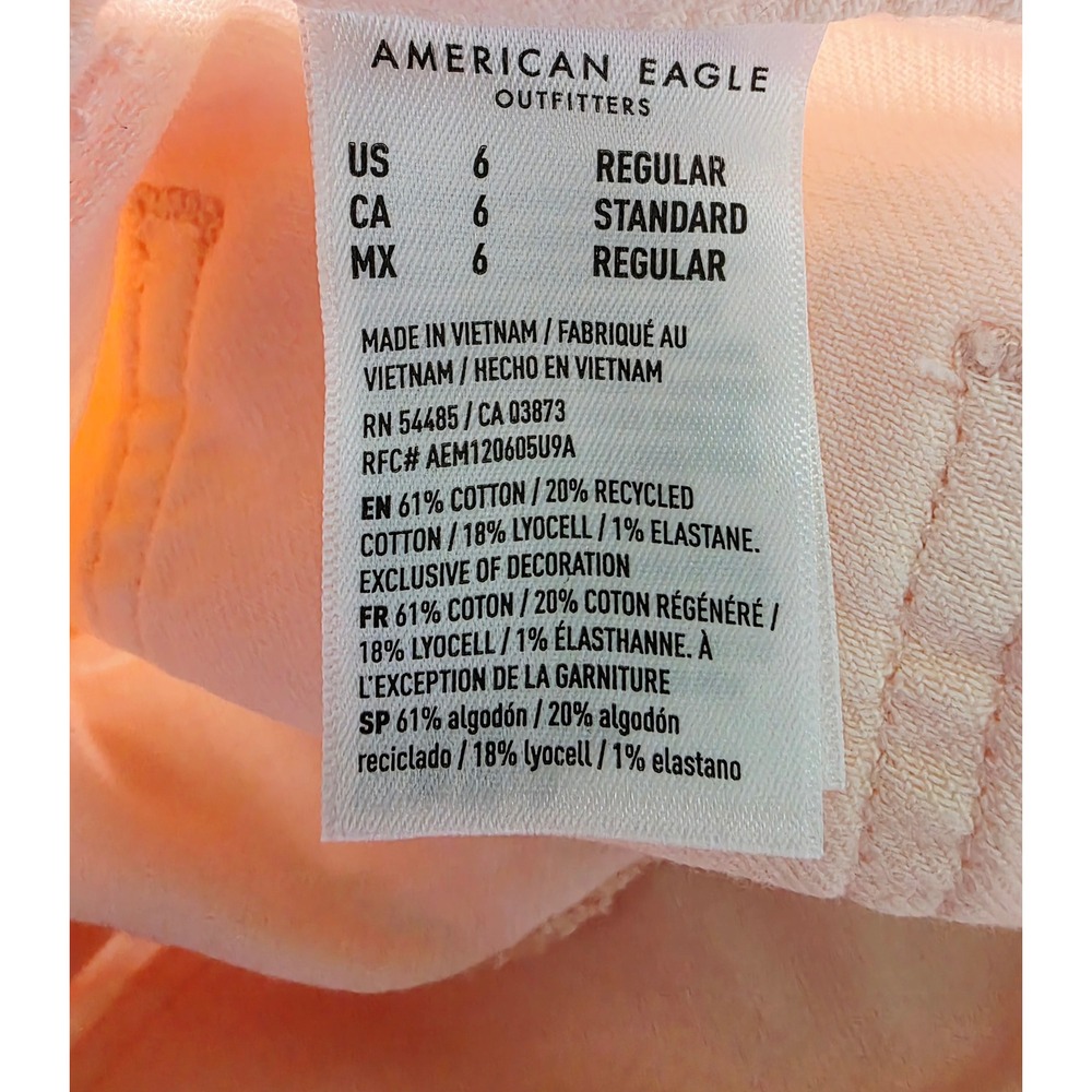 American Eagle 6 Super High-Rise Baggy Wide Leg Jeans Pale Pink 28W NWT - Picture 10 of 16